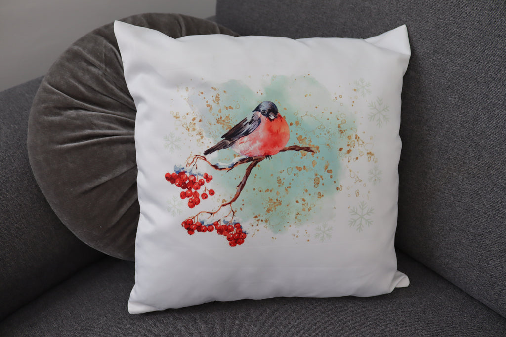 Povlak na polštář - PTÁČEK V ZIMĚ