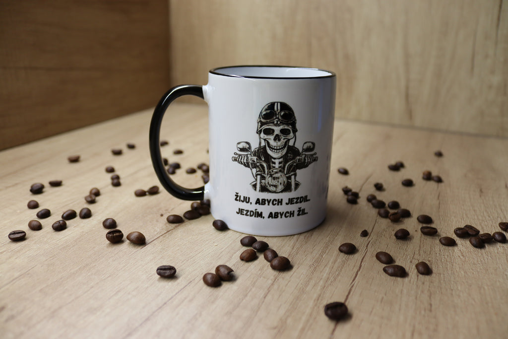 Hrnek "Žiju abych jezdil. Jezdím abych žil."