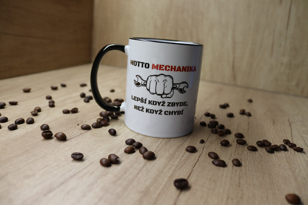 Hrnek "Motto MECHANIKA. Lepší když zbyde, než když chybí."